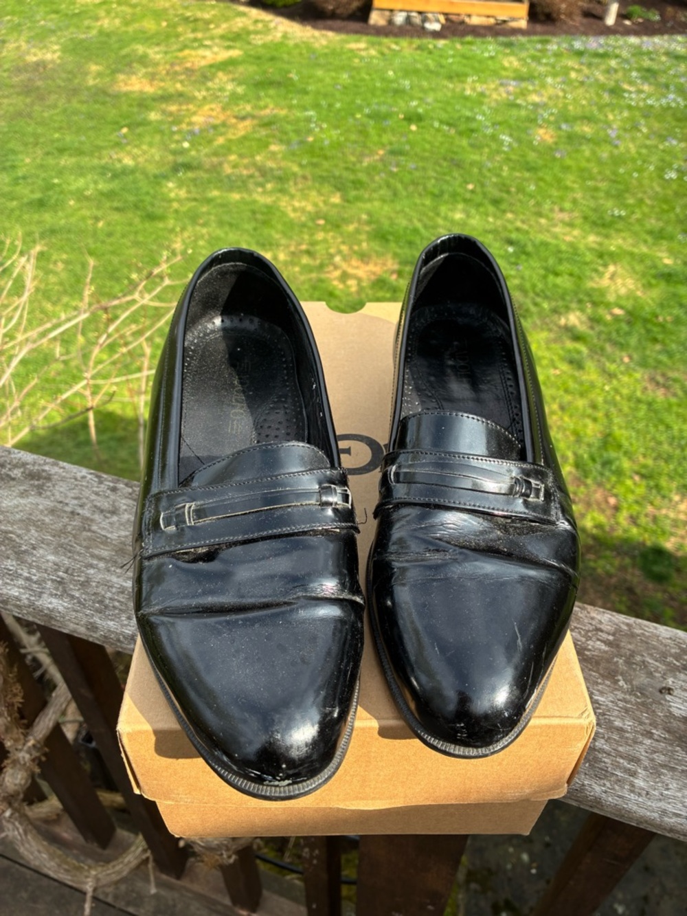 Adolfo Black Patent Leather Slip-On Loafers made in Italy